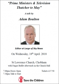 Prime Ministers & Television Thatcher to May - a talk by Adam Boulton